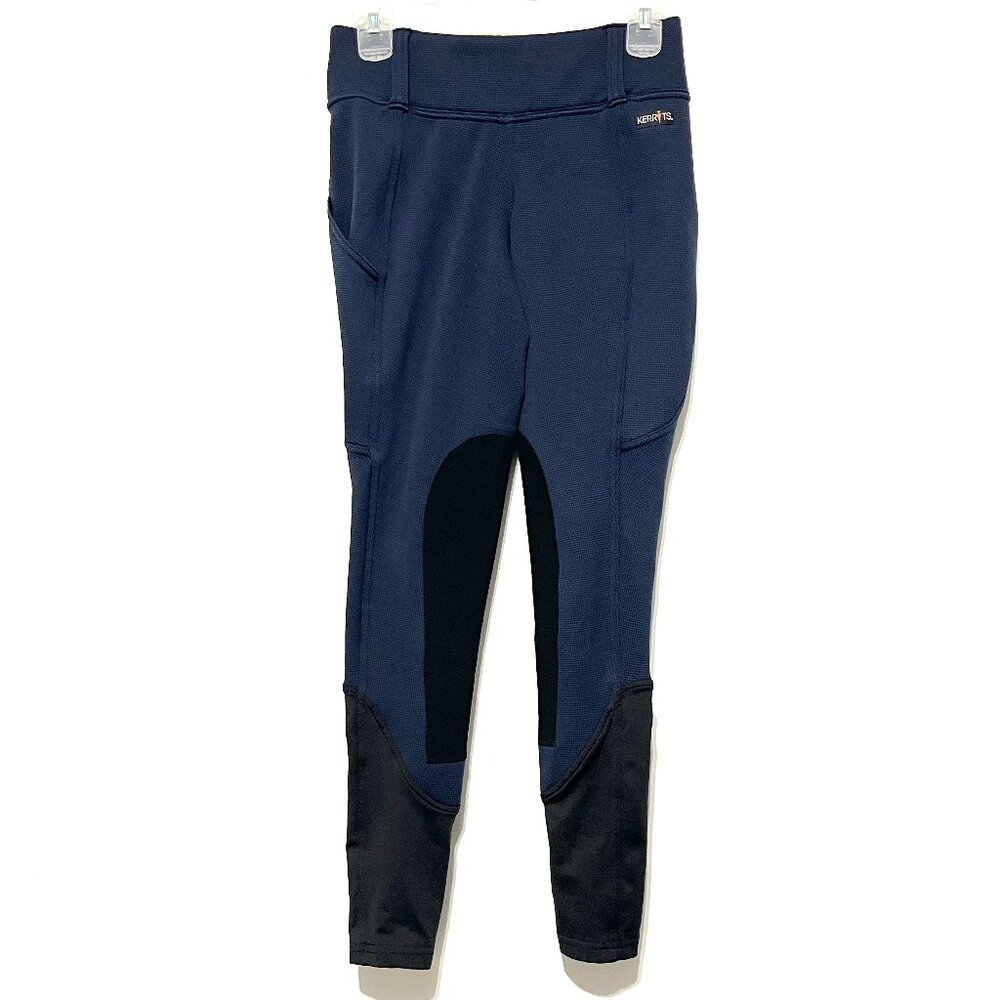 Kerrits Womens Sit Tight Wind Pro Knee Patch Fleece Tights S Blue Equestrian